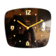 Vintage formica silent rectangular wall clock "Electric golden black"