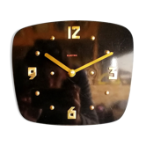 Horloge formica vintage pendule murale silencieuse rectangulaire "Electric noir doré"