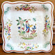 9 old square plates for cake, dessert, and aperitif from Longwy Moustier.