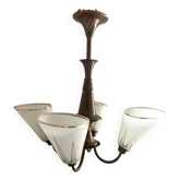 Lustre art déco en cuivre et verres granités