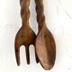 XXL carved wooden spoon and fork set