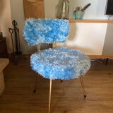 Vintage blue Pelfran fur chair