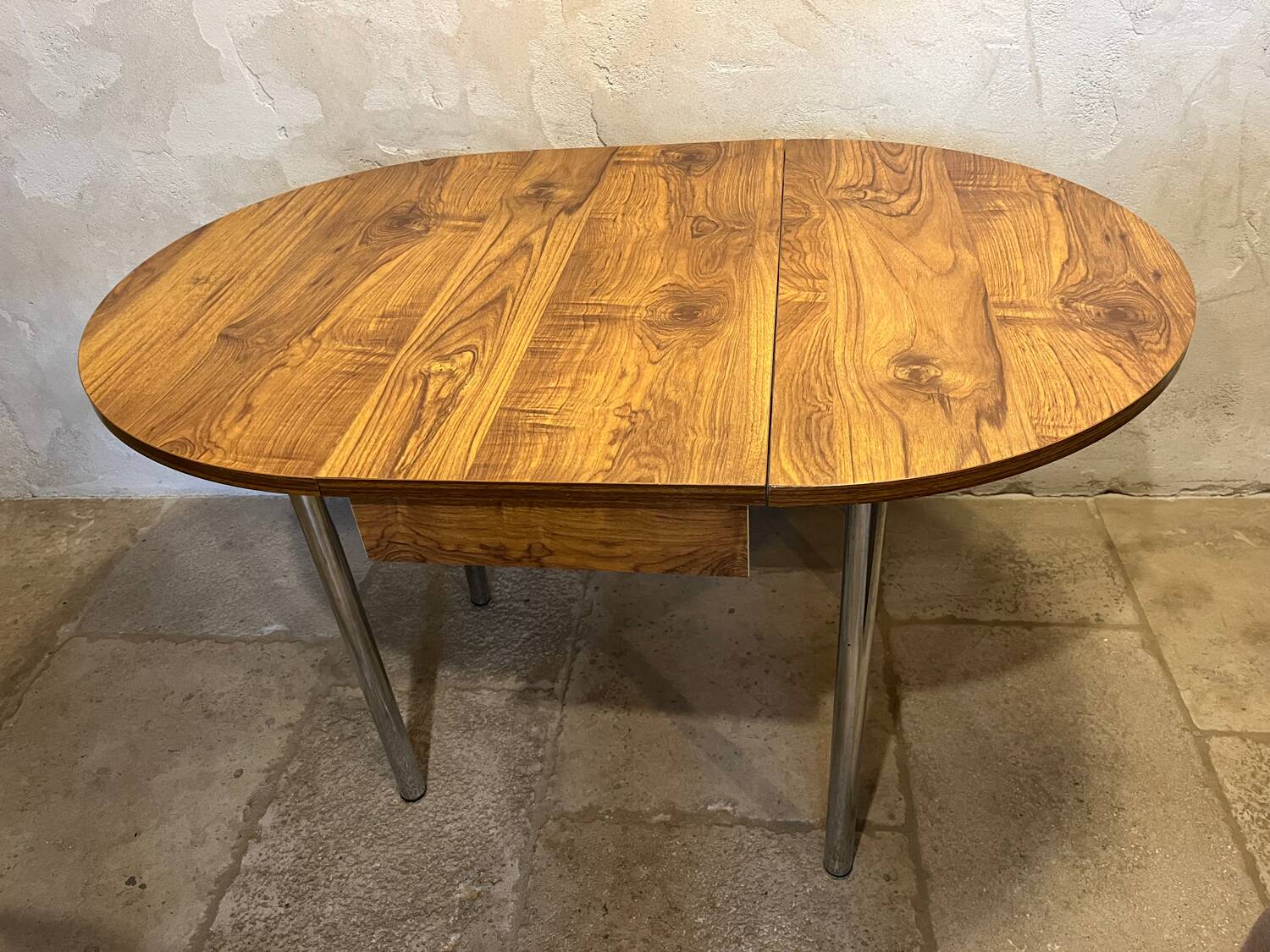 Vintage aluminum/wood table 1960/70