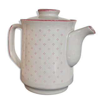 Korean teapot or coffee maker hand-painted pink and white porcelain