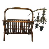 Old rattan magazine holder