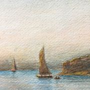 Painting Aquarelle enhanced "Breton Dream" by A.M. early XX