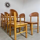 6 old Scandinavian chairs from the 70s solid wood design Reiner Daumiller in solid pine