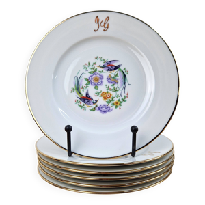 Lot de 6 assiettes à - porcelaine