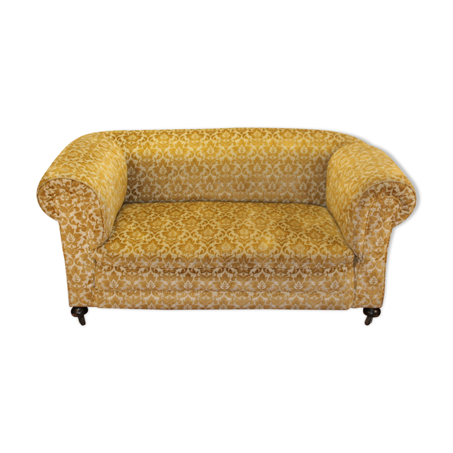 Drop end settee in material - gold colour ,