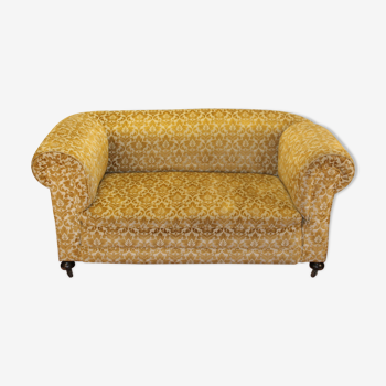 Drop end settee in material - gold colour ,