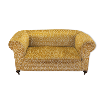 Drop end settee in material - gold colour ,