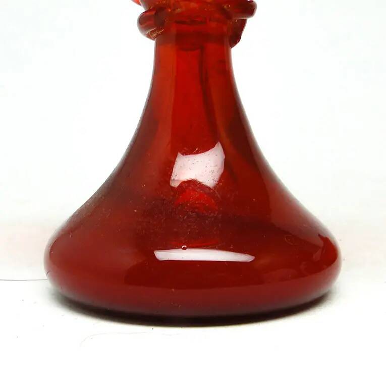 Vase, modernism, red glass, designed by J. Słuczan-Orkusz, Poland, 1970s