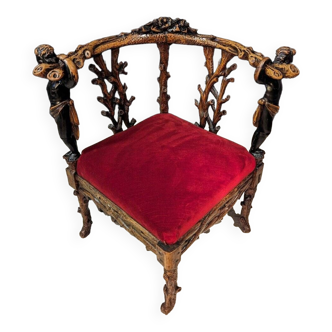 Italian Corner Armchair with Cherub Decor