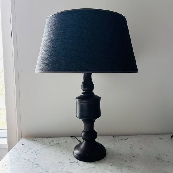 Lampe balustre bois foncé