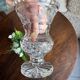 Cut and engraved crystal vase – vintage floral decoration