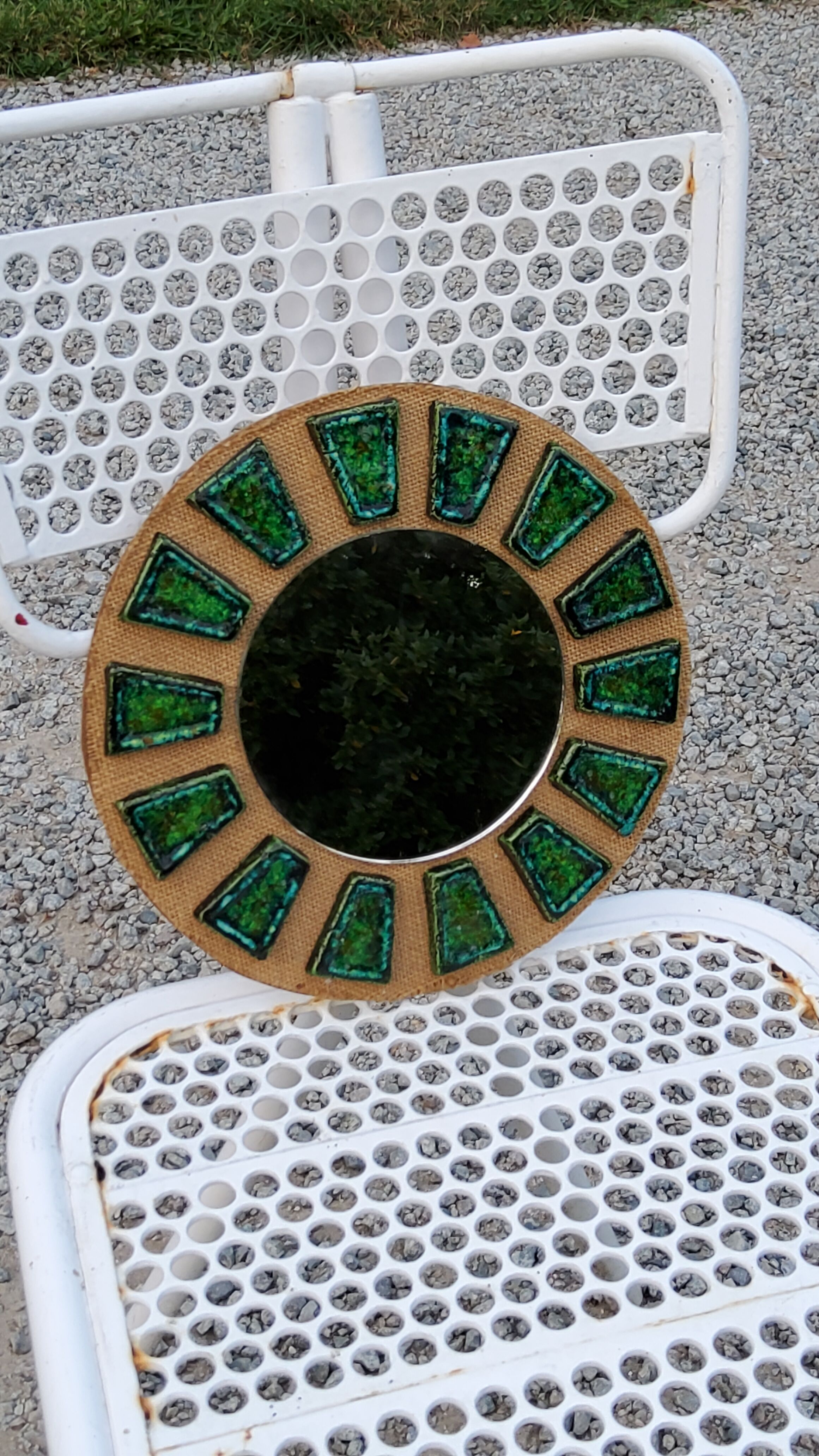 Miroir soleil en céramique des années 70