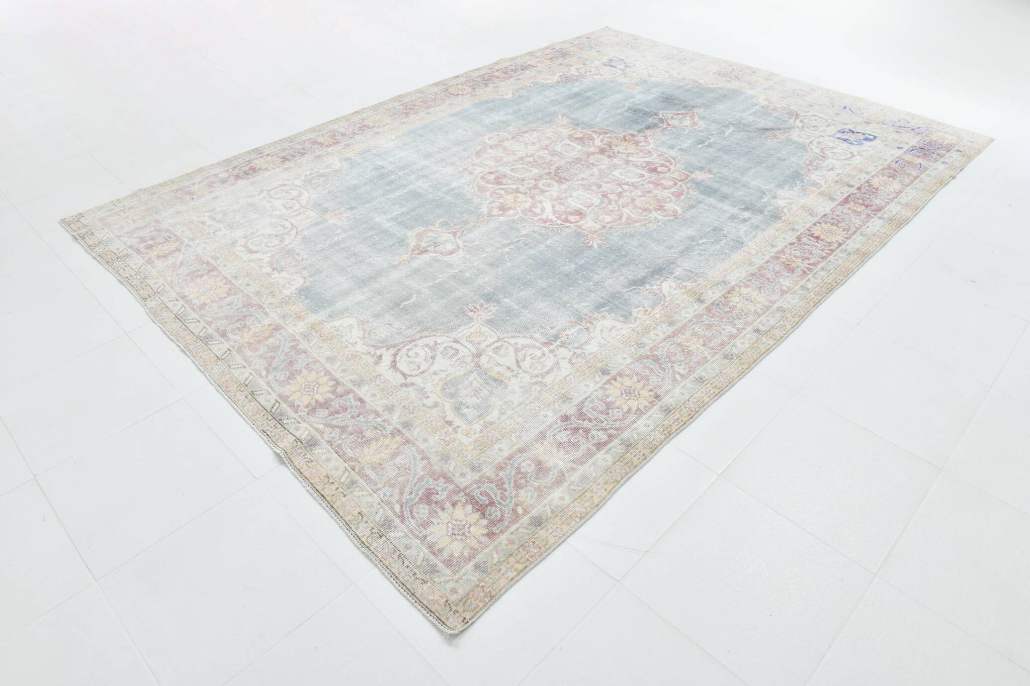8x11 Light Navy Blue Classic Turkish Vintage Rug, 239x333Cm