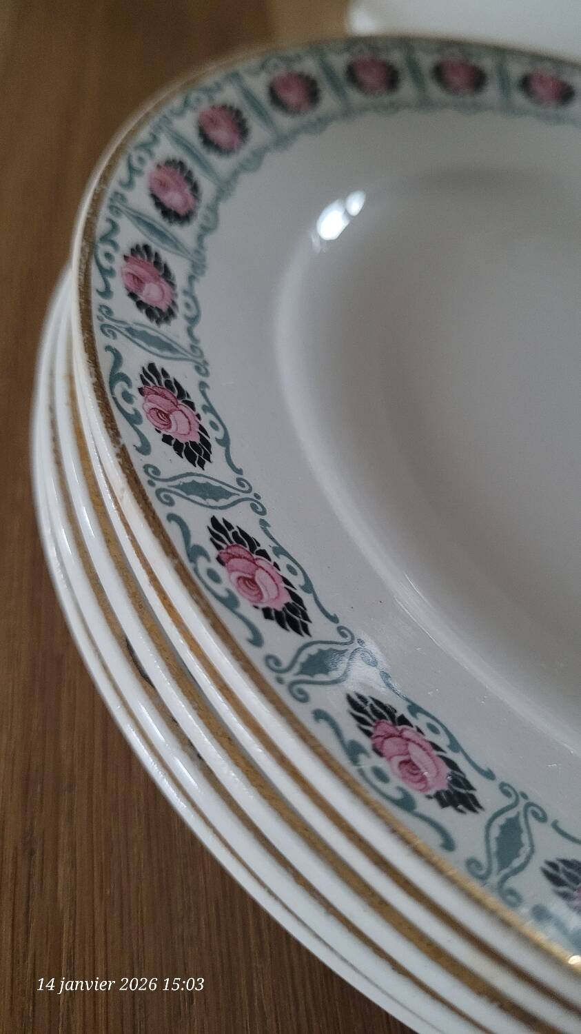 5 antique dessert plates