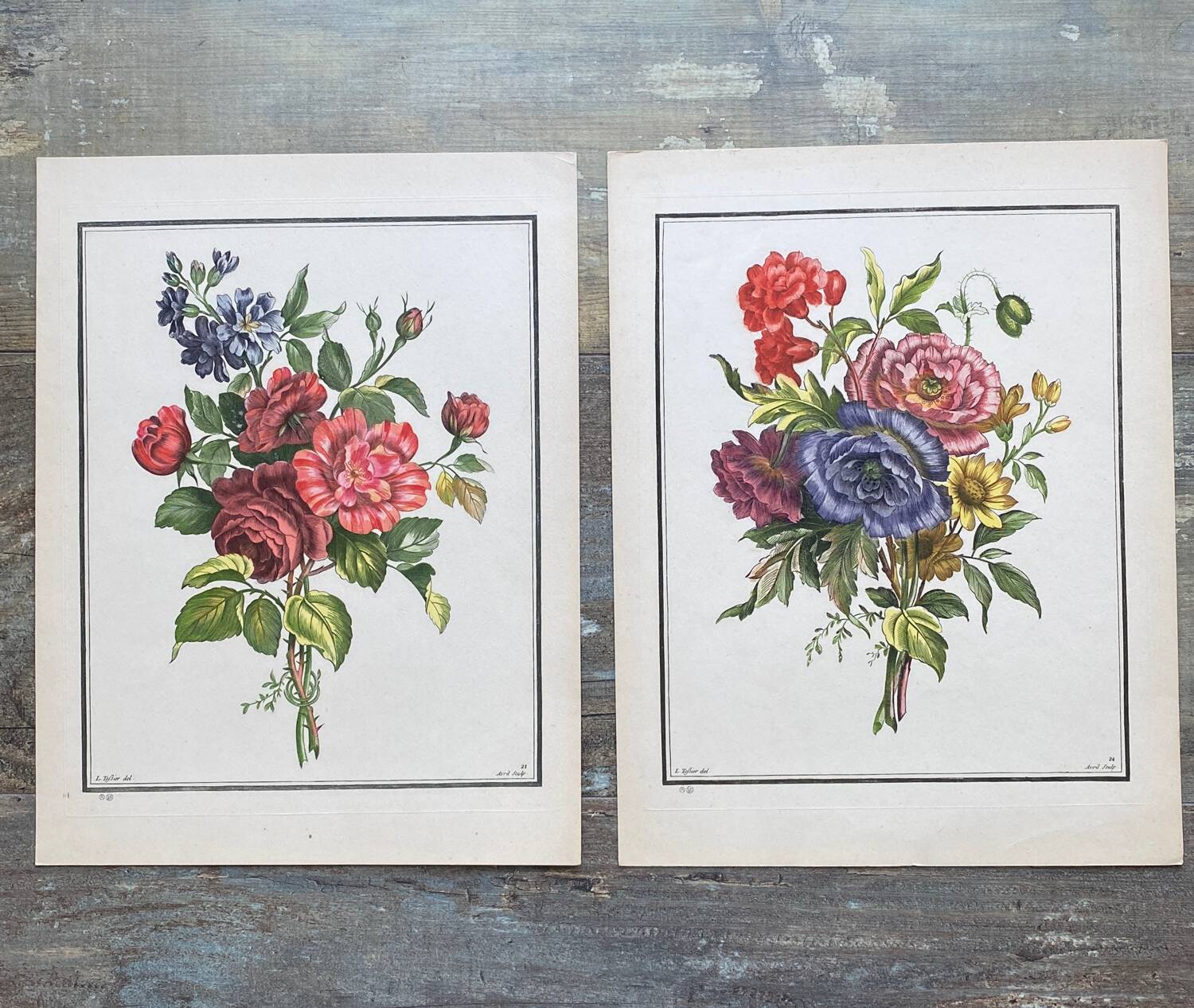 Two floral lithographs 2124