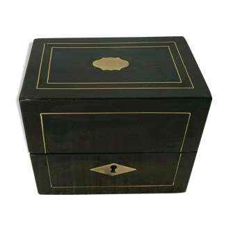 Blackened wooden box and brass net Napoleon III Marquetry