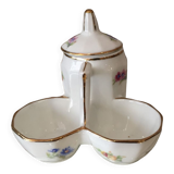 Mustard pot in floral porcelain