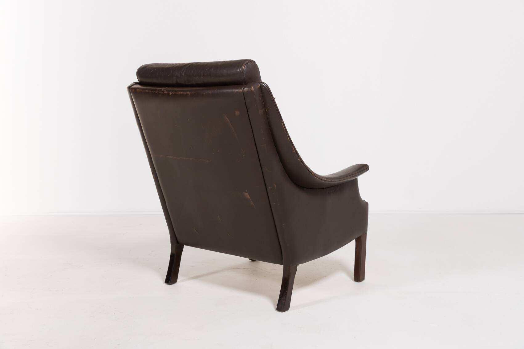 Fauteuil danois en cuir marron, 1960
