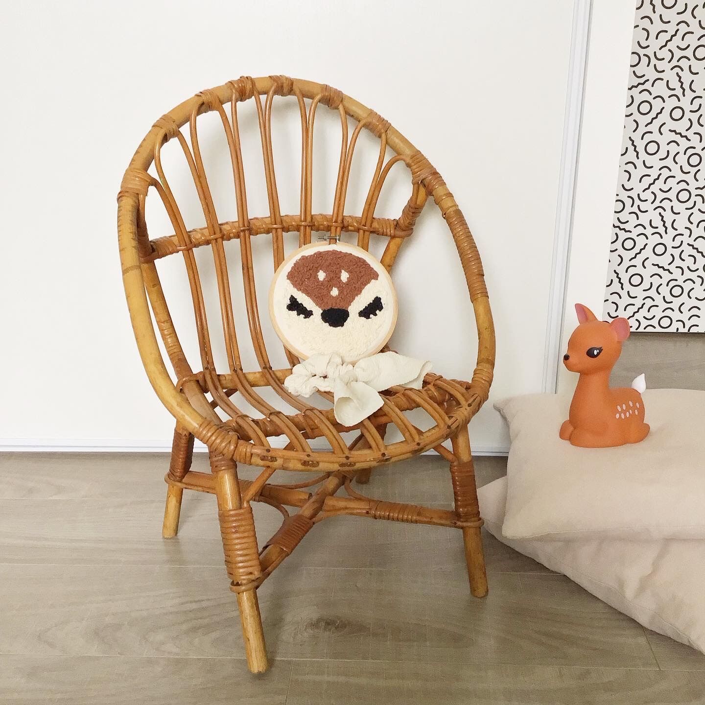 Rattan shell armchair for vintage children