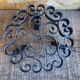 Service Table Under Plate + 12 Old Forged Iron Knife Holders Black