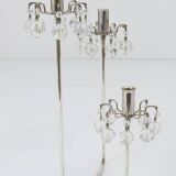 Silver-plated candlestick, faceted Swarovski crystals, Austria, 1960s