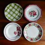 4 flat plates mismatched green and red