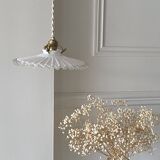 Pleated opaline pendant light