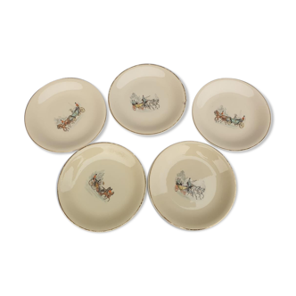 Set 5 plates staged 19th Céranord horses