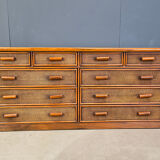 Vintage rattan and bamboo chest of drawers, 1970s