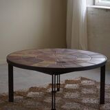 Modern Danish coffee table in steel and ceramic tiles by Sallingboe from the 1970s.