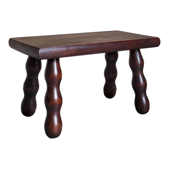 Tabouret repose-pieds bois tourné massif vintage