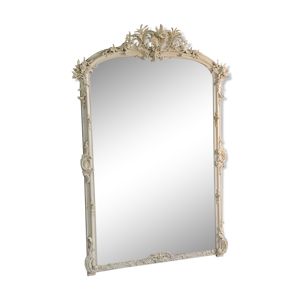 Grand miroir blanc de - style rocaille