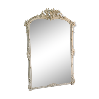 Large white Louis XV rocaille style mirror