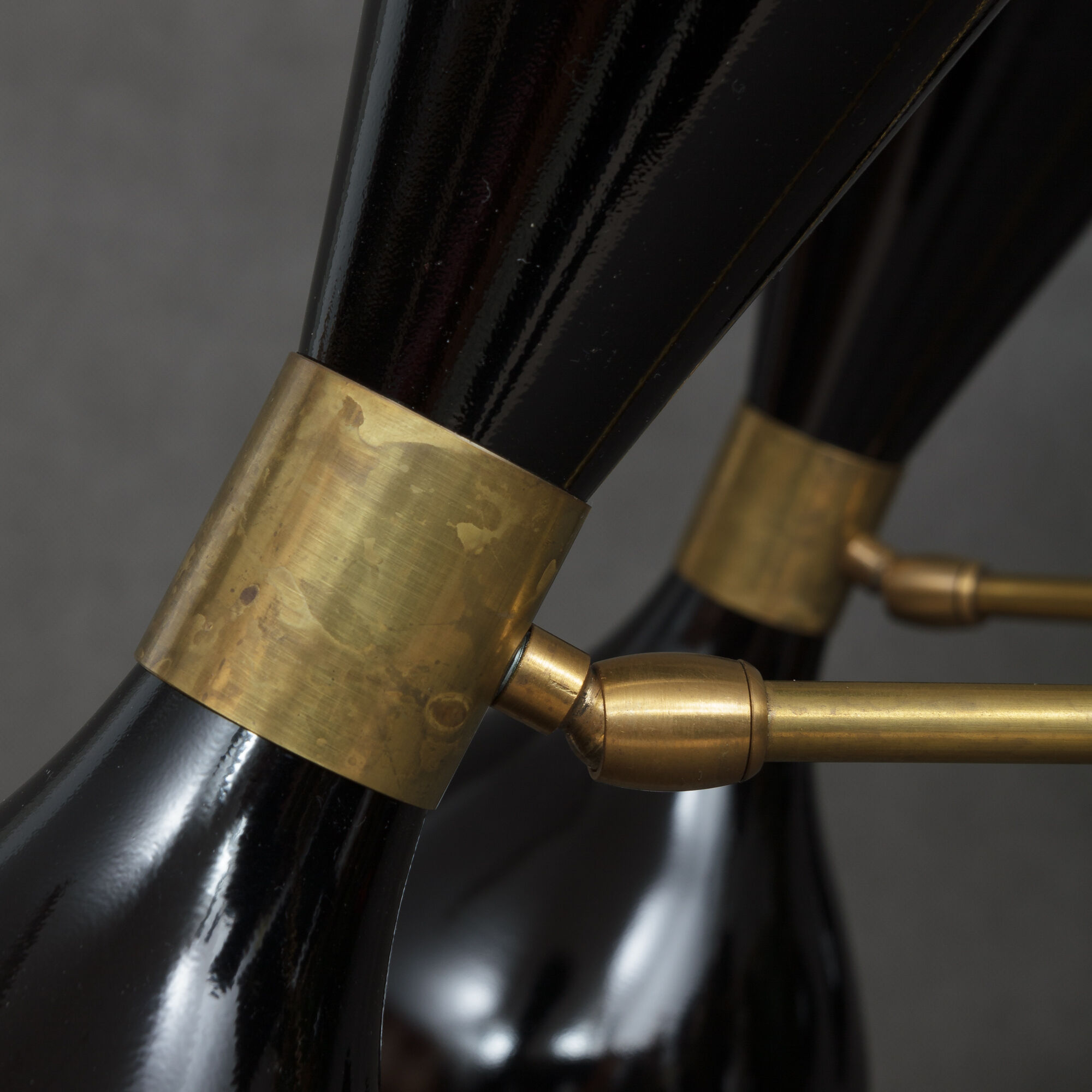 Italian chandelier with black diabolo shades