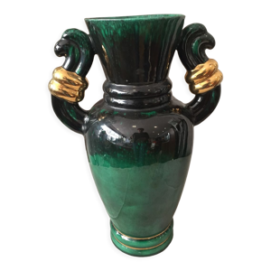 Vase en ceramique vert - fonce