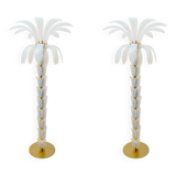 Paire de lampes de sol en verre de Murano en forme de palmier irisé