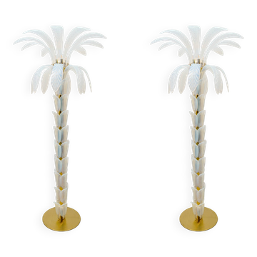 Pair of Iridescent Murano Glass Palm Tree Floor Lamps