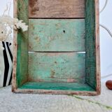 Patinated green wooden box