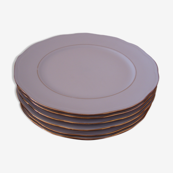 6 assiettes plates en porcelaine blanche "création A. Deshoulières"
