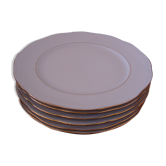 6 assiettes plates en porcelaine blanche "création A. Deshoulières"