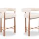Pair of blond beech bar stools. Contemporary work.