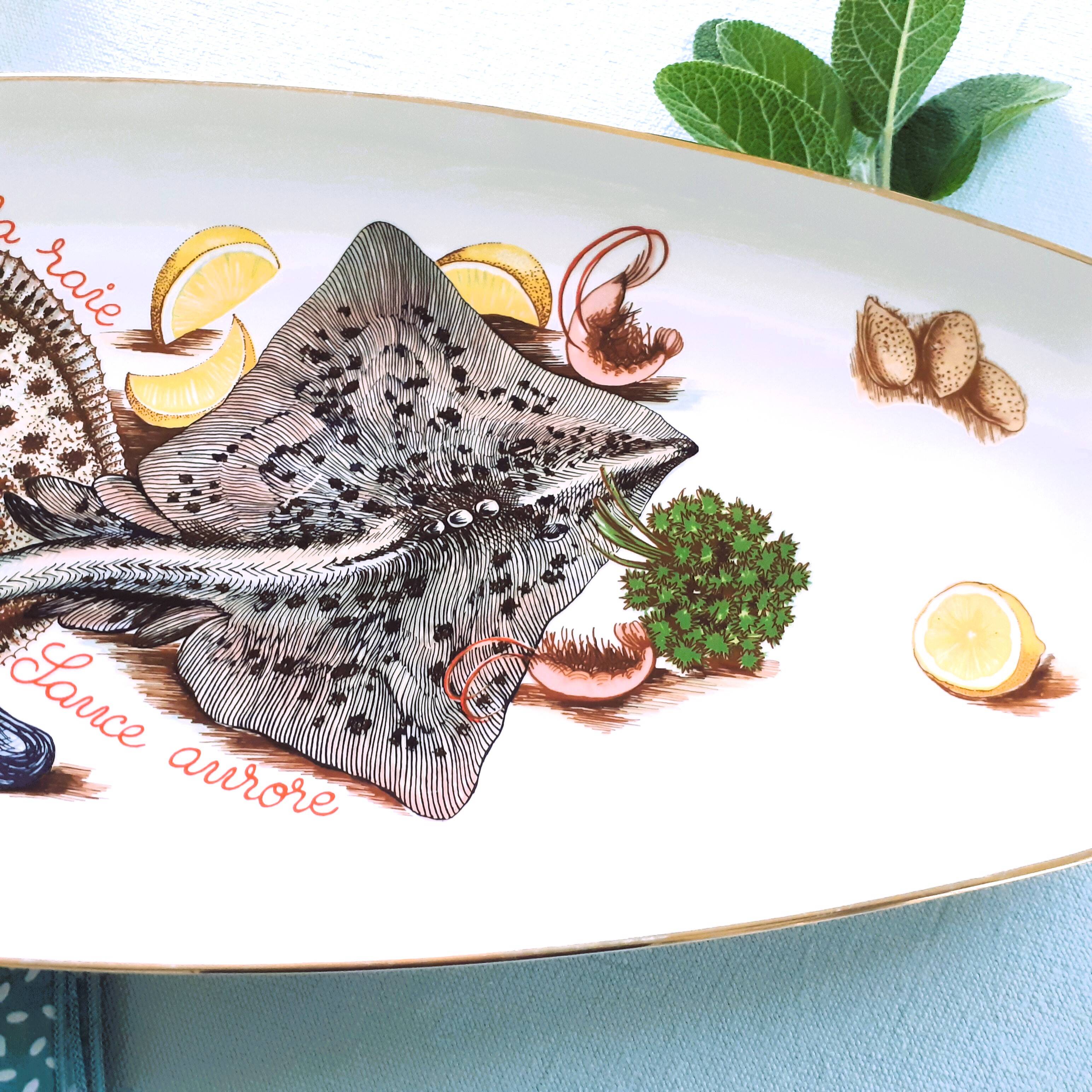 Extra Long, Fish Platter. Rare, Turbot and Skate, Fish Banquet Table Centerpiece.