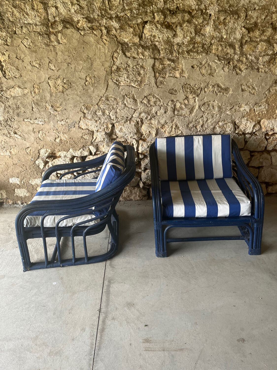 Pair of rattan armchairs 60s