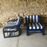 Paire de fauteuils rotin annees 60
