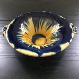 Coupe Vallauris flammée jaune et bleu