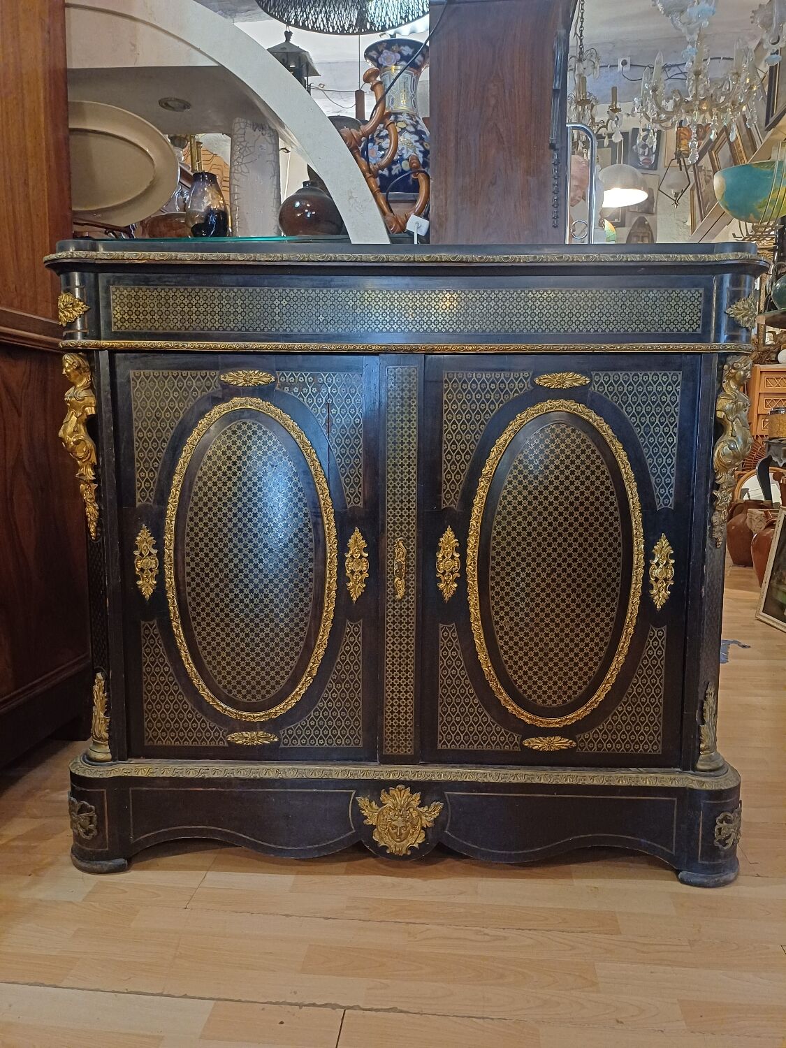 Sideboard, copper marquetry, Napoleon III period. 19th century